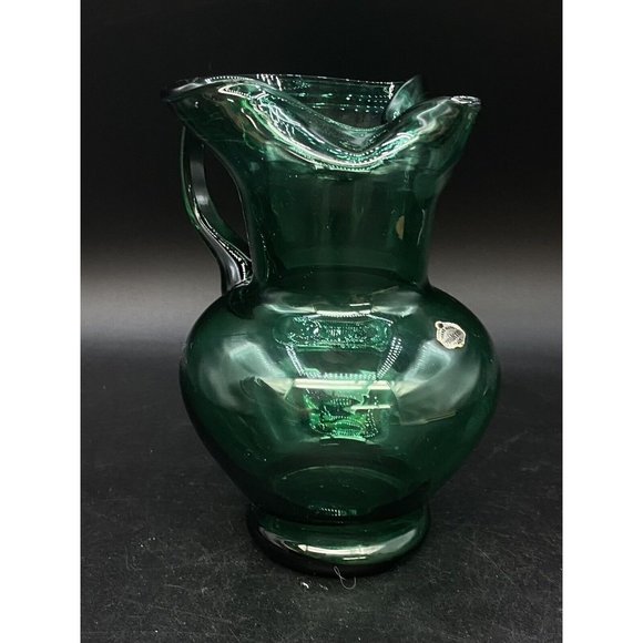 MCM Empoli Guildcraft Italy Green Pitcher Pinch Spout 6.5” - Picture 1 of 14